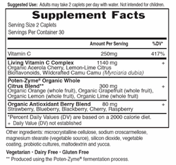 Living Vitamin C Antioxidant Blend Label
